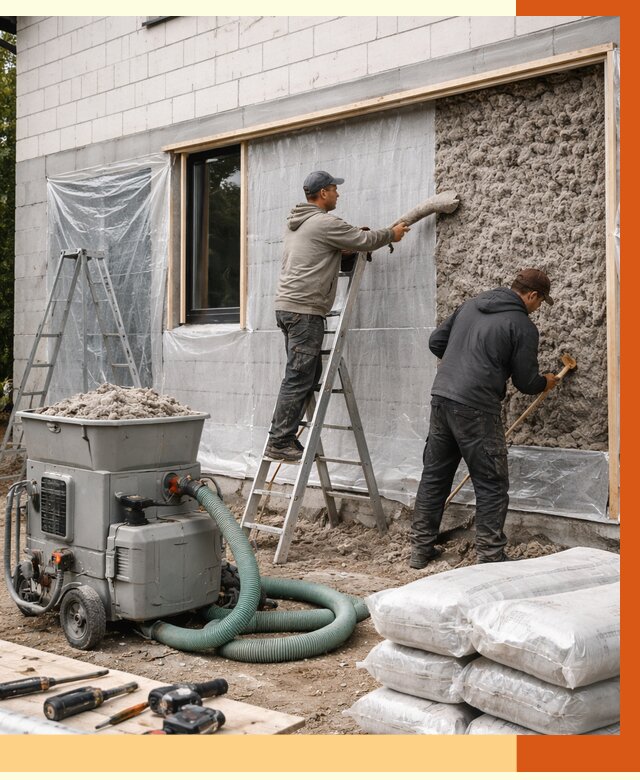 Утепление дома из газобетона эковатой в Волхове от 4711 руб./м2 | ТепломастерВлх