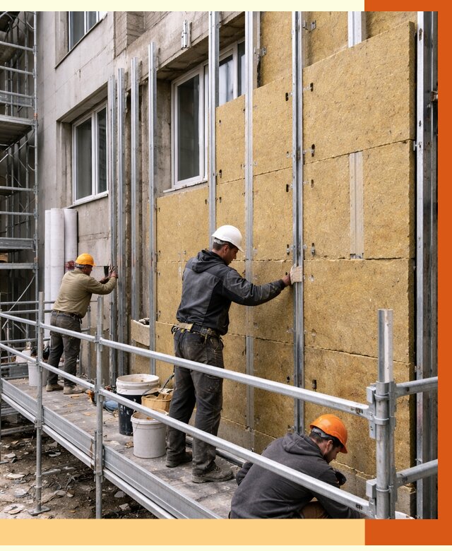 Утепление вентилируемого фасада в Волхове от 5862 руб/м2 — монтаж и утепление вентфасад | ТепломастерВлх