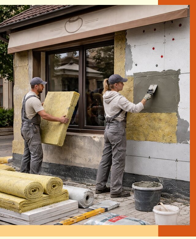 Утепление кафе в Волхове от 4397 руб/м2 — комплексно под ключ | ТепломастерВлх